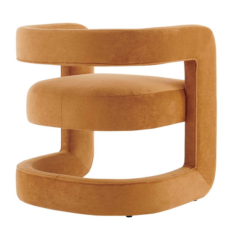 New Pacific Direct Althea Velvet Accent Arm Chair in Dainty Caramel