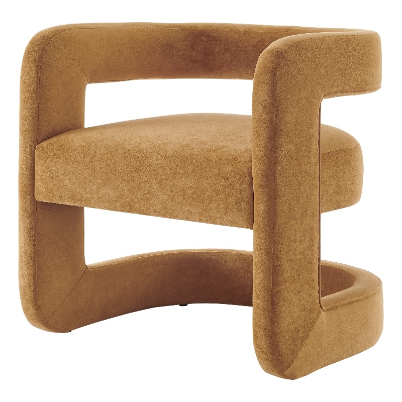 New Pacific Direct Althea Velvet Accent Arm Chair in Dainty Caramel
