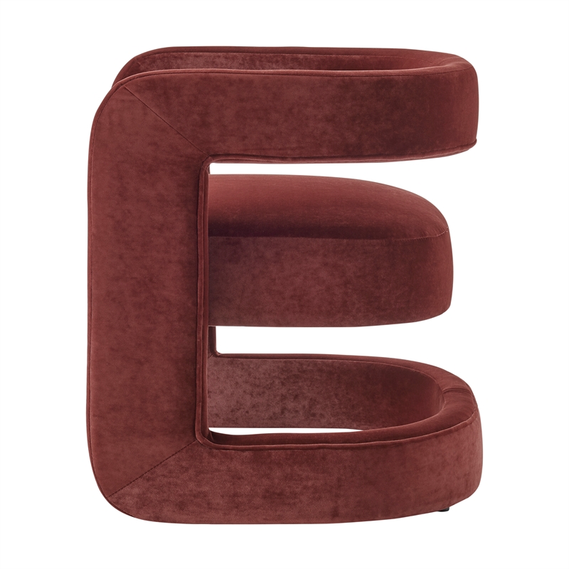 NPD Furniture Althea Velvet Accent Arm Chair in Dainty Maroon