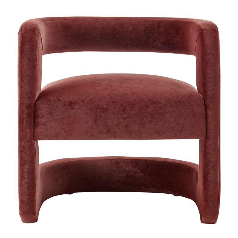 NPD Furniture Althea Velvet Accent Arm Chair in Dainty Maroon
