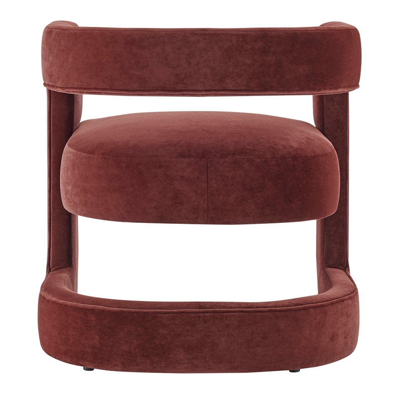 NPD Furniture Althea Velvet Accent Arm Chair in Dainty Maroon