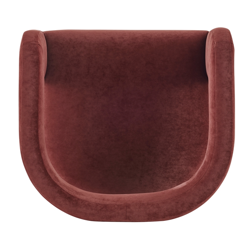 NPD Furniture Althea Velvet Accent Arm Chair in Dainty Maroon