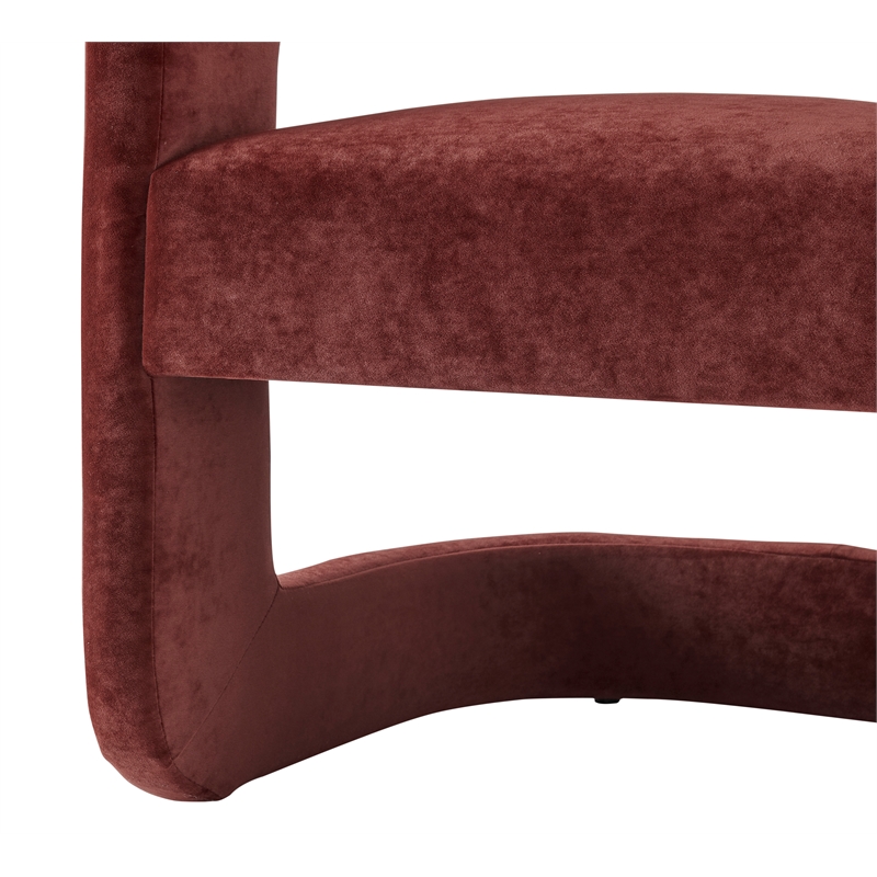 NPD Furniture Althea Velvet Accent Arm Chair in Dainty Maroon