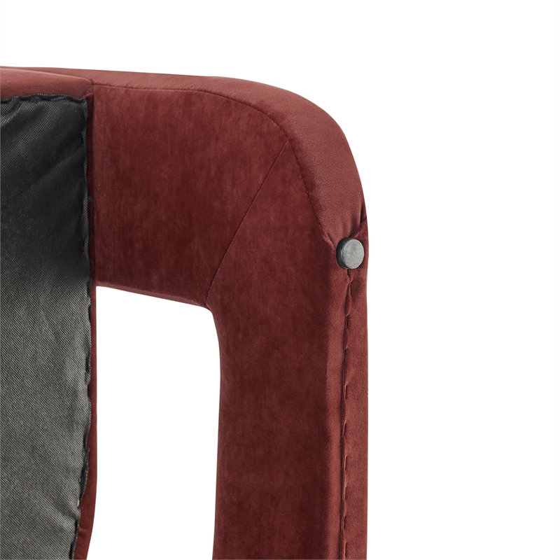 NPD Furniture Althea Velvet Accent Arm Chair in Dainty Maroon