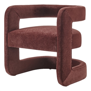 New Pacific Direct Althea Velvet Accent Arm Chair in Dainty Maroon
