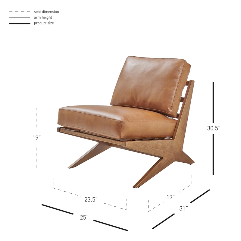 New Pacific Direct Chandler Faux Leather Accent Chair in Borneo Chocolate