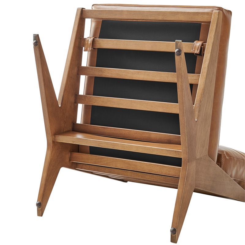 New Pacific Direct Chandler Faux Leather Accent Chair in Borneo Chocolate