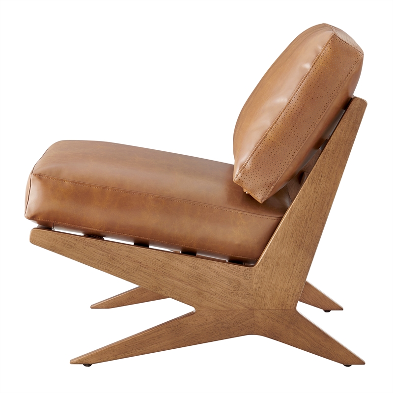 New Pacific Direct Chandler Faux Leather Accent Chair in Borneo Chocolate