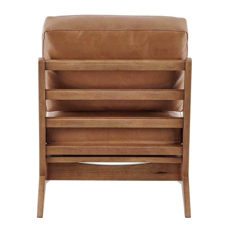 New Pacific Direct Chandler Faux Leather Accent Chair in Borneo Chocolate