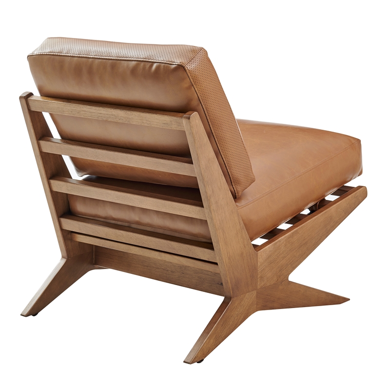 New Pacific Direct Chandler Faux Leather Accent Chair in Borneo Chocolate