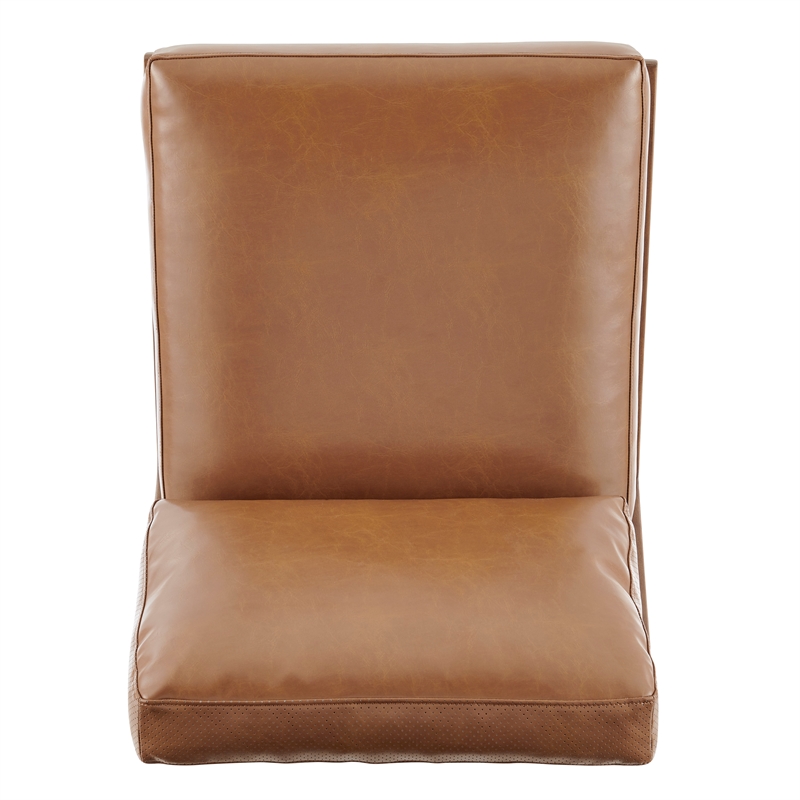 New Pacific Direct Chandler Faux Leather Accent Chair in Borneo Chocolate
