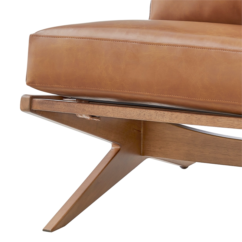 New Pacific Direct Chandler Faux Leather Accent Chair in Borneo Chocolate