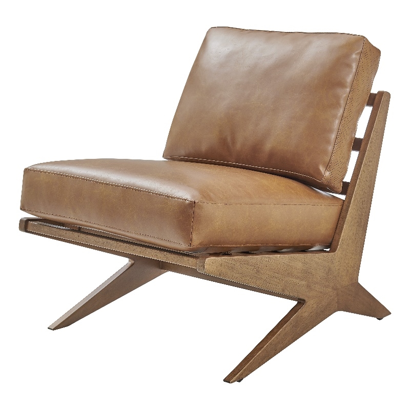 New Pacific Direct Chandler Faux Leather Accent Chair in Borneo Chocolate