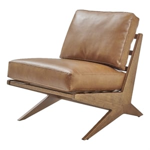 New Pacific Direct Chandler Faux Leather Accent Chair in Borneo Chocolate