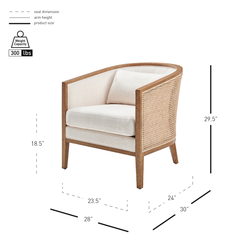NPD Furniture Tillman Accent Arm Chair w/ Rattan in Nettlewood Leg Color