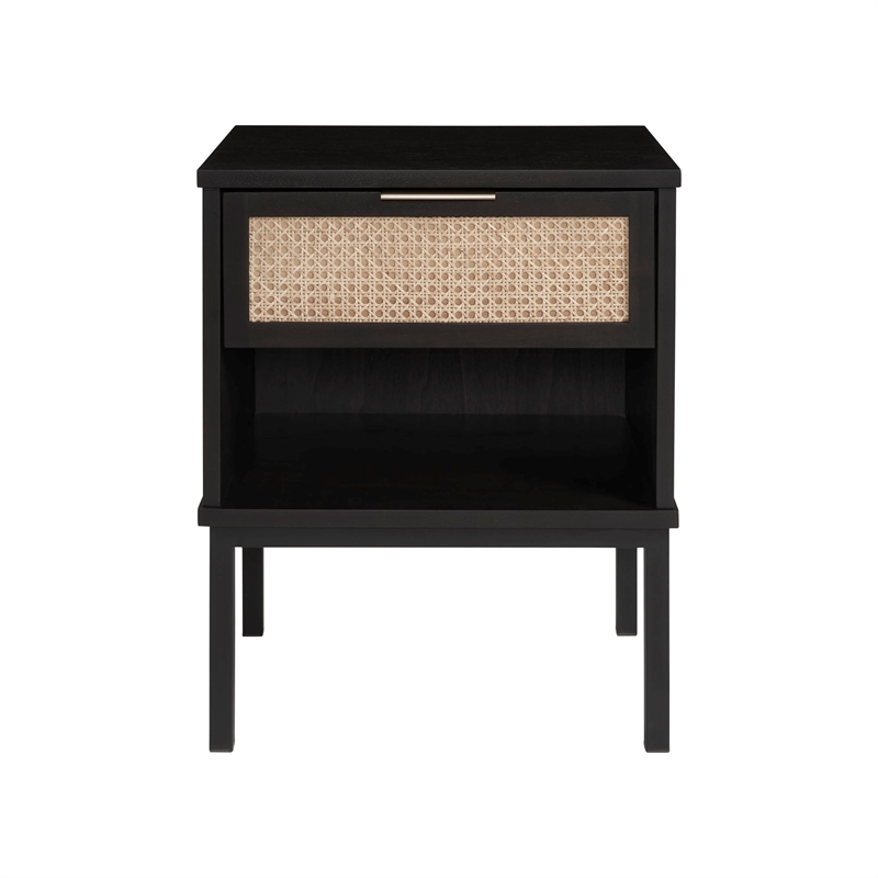NPD Furniture Caine Rattan Nightstand/ Side Table in Black