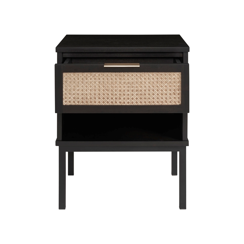 NPD Furniture Caine Rattan Nightstand/ Side Table in Black