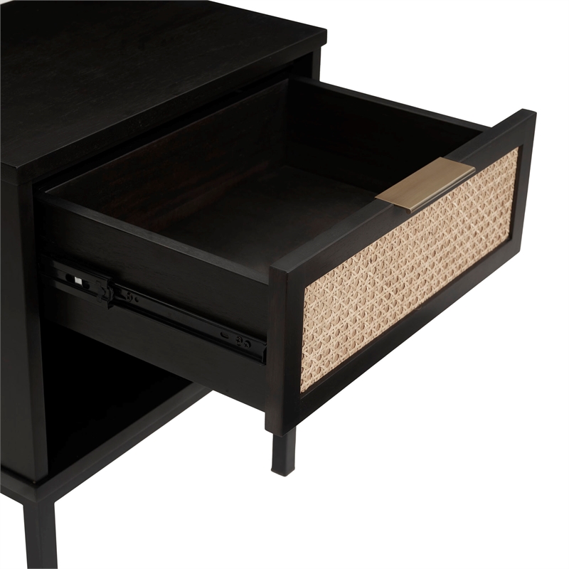 NPD Furniture Caine Rattan Nightstand/ Side Table in Black
