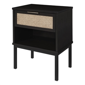 New Pacific Direct Caine Rattan Nightstand/ Side Table in Black