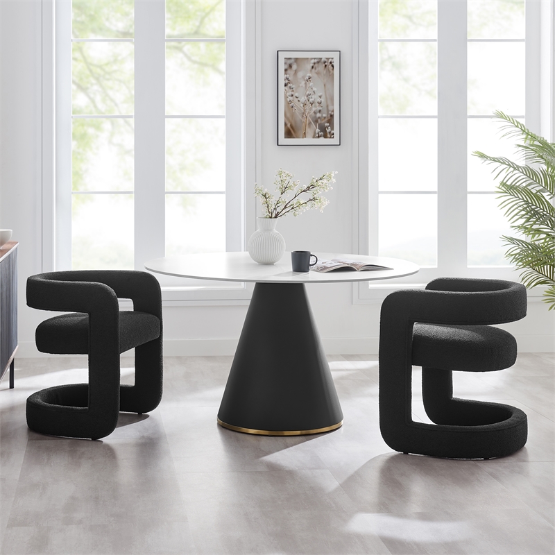 NPD Furniture Althea Fabric Dining Side Chair in Palladian Charcoal