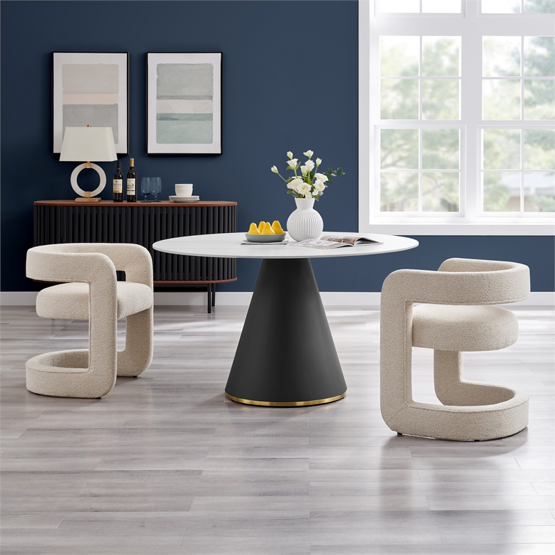 NPD Furniture Althea Fabric Dining Side Chair in Palladian Beige