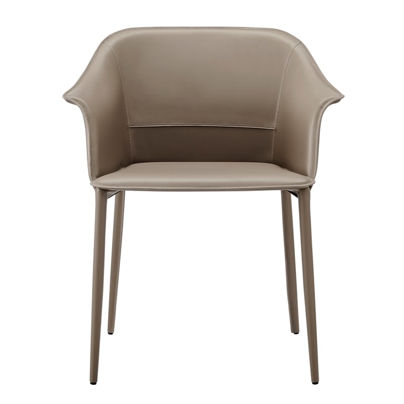 NPD Furniture Callie Recycled Leather Dining Arm Chair in Light Mocha