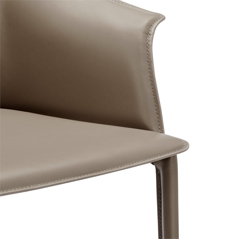 NPD Furniture Callie Recycled Leather Dining Arm Chair in Light Mocha
