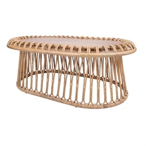 new pacific direct galia rattan oval coffee table w/ wood top