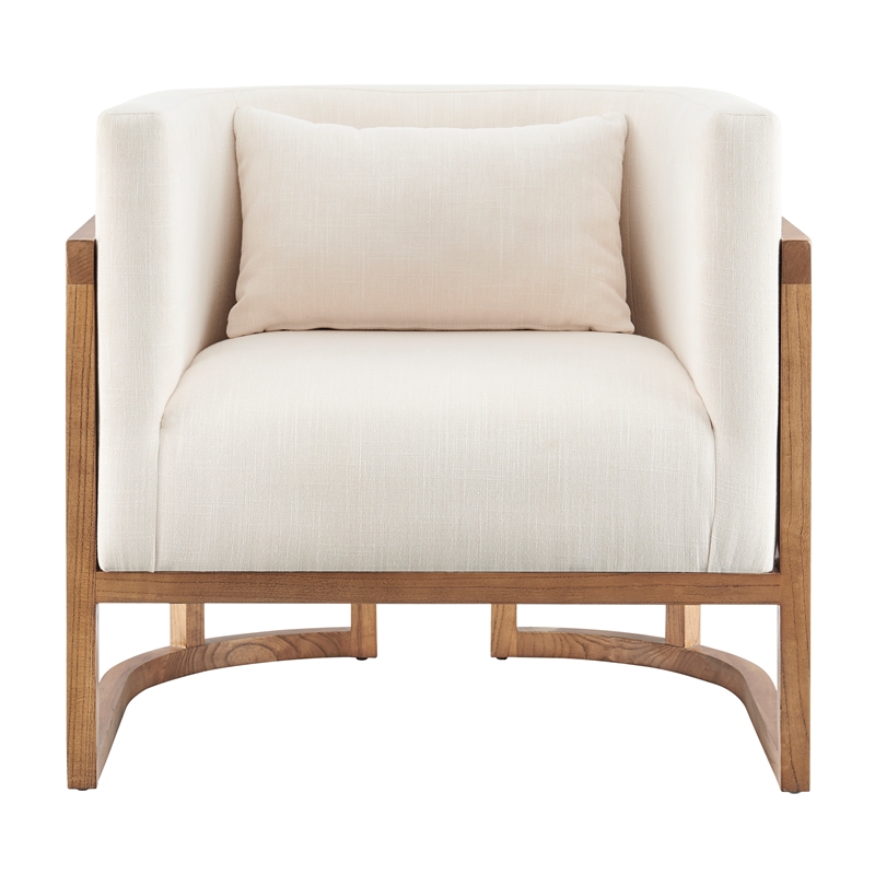 New Pacific Direct Velma Accent Arm Chair w/ Rattan in Shortbread/Natural