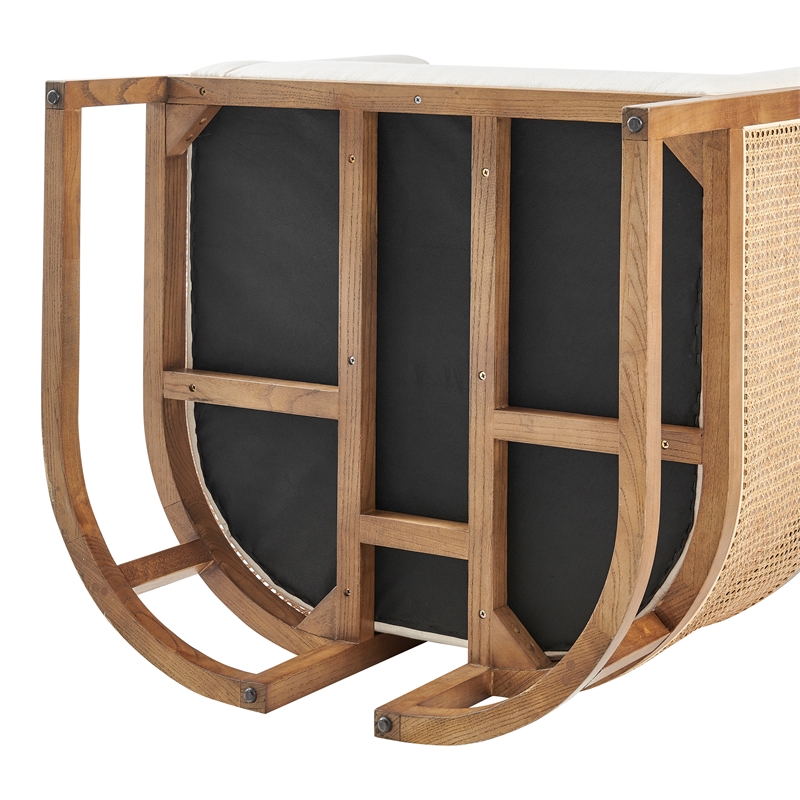 New Pacific Direct Velma Accent Arm Chair w/ Rattan in Shortbread/Natural