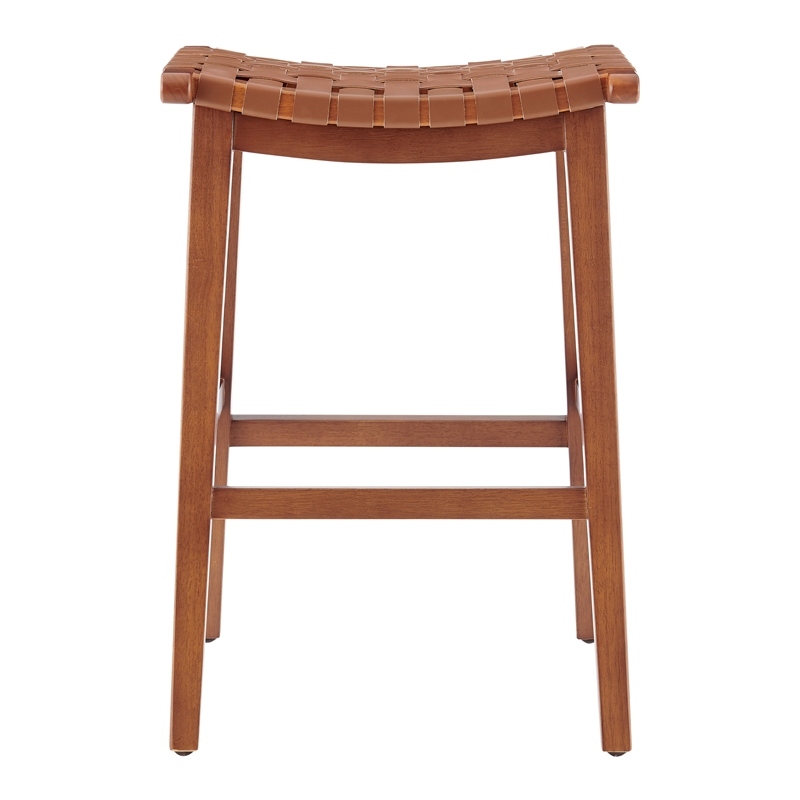New Pacific Direct Marco Faux Leather Backless Counter Stool in Ochre Brown