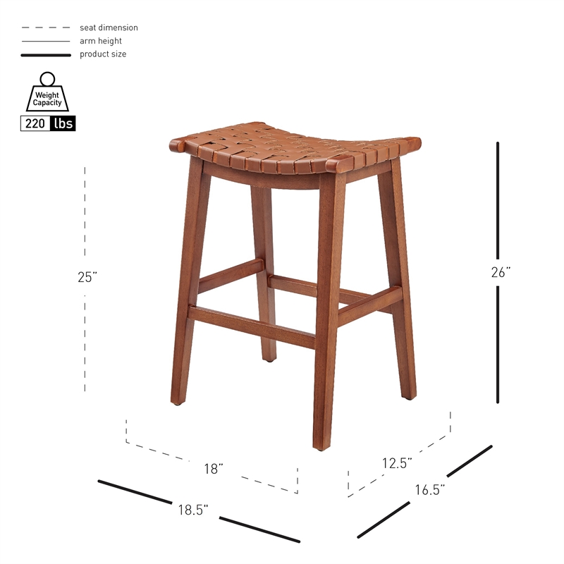 New Pacific Direct Marco Faux Leather Backless Counter Stool in Ochre Brown