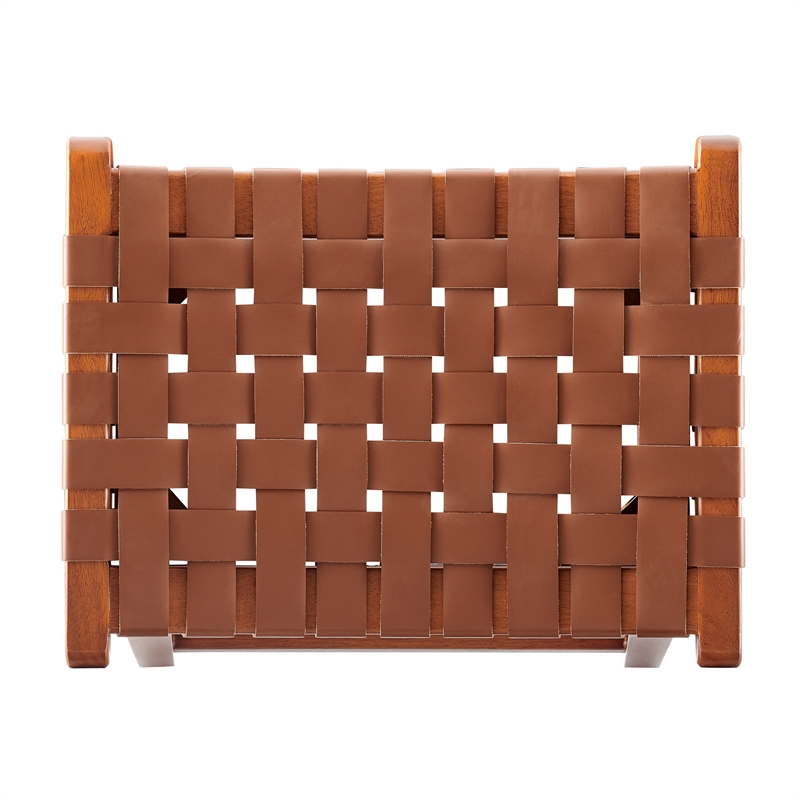 New Pacific Direct Marco Faux Leather Backless Counter Stool in Ochre Brown