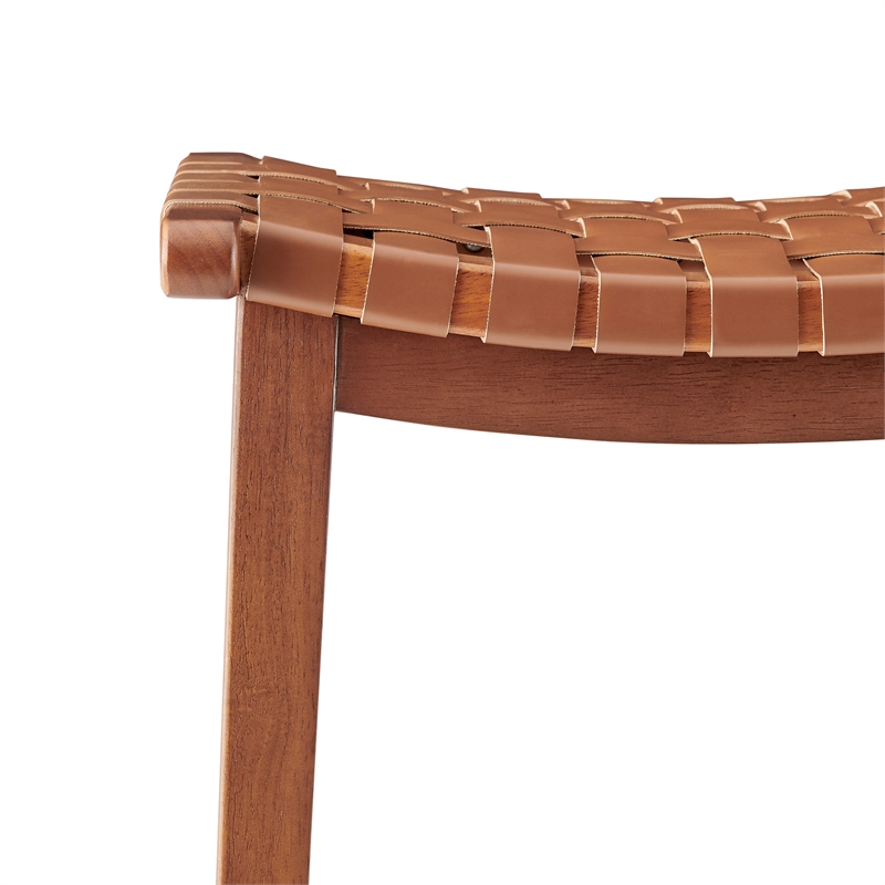 New Pacific Direct Marco Faux Leather Backless Counter Stool in Ochre Brown