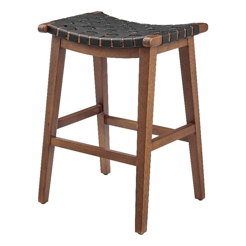 New Pacific Direct Marco Faux Leather Backless Counter Stool in Black