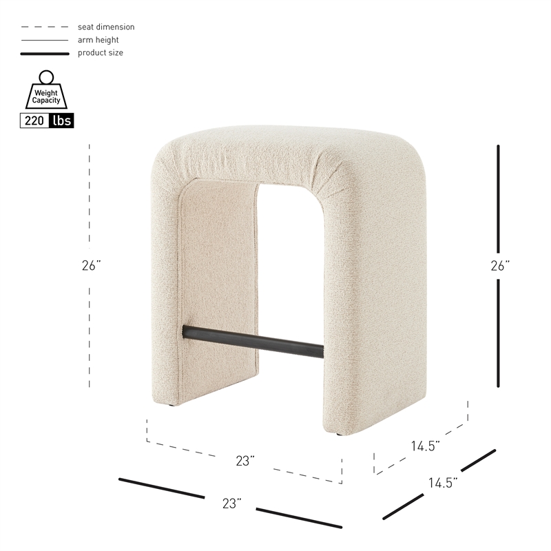 New Pacific Direct Jovanka Fabric Counter Stool in Palladian Beige