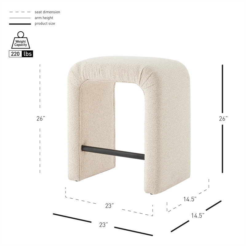 NPD Furniture Jovanka Fabric Counter Stool in Palladian Beige