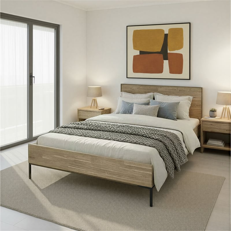 NPD Furniture Hathaway Queen Bed Set in Drifted Sand