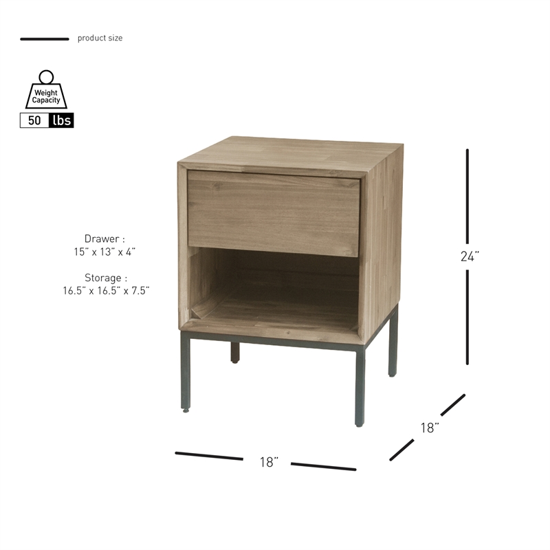 NPD Furniture Hathaway Nightstand/ Side Table in Drifted Sand