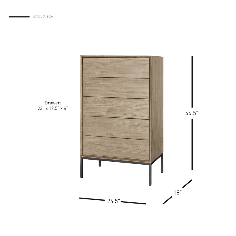 NPD Furniture Hathaway Chest 5 Drawers in Drifted Sand