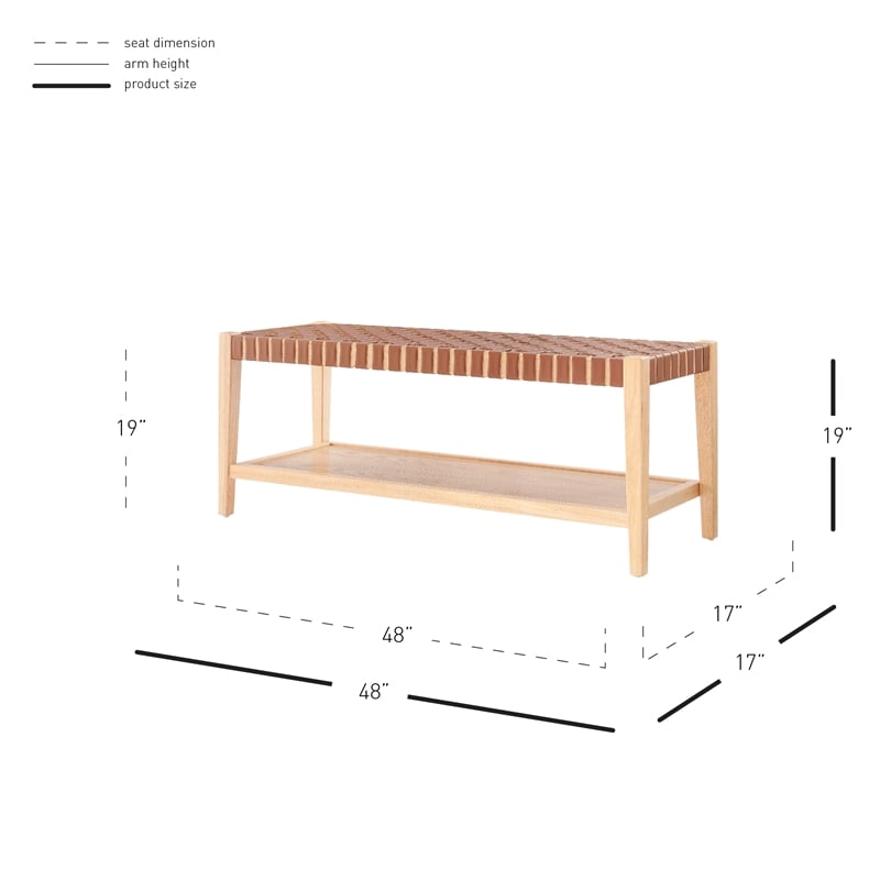 NPD Furniture Marco Faux Leather Bench in Ochre Brown