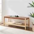 NPD Furniture Marco Faux Leather Bench in Ochre Brown