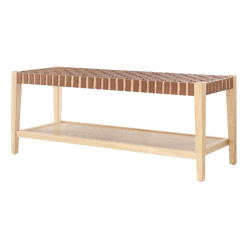 NPD Furniture Marco Faux Leather Bench in Ochre Brown