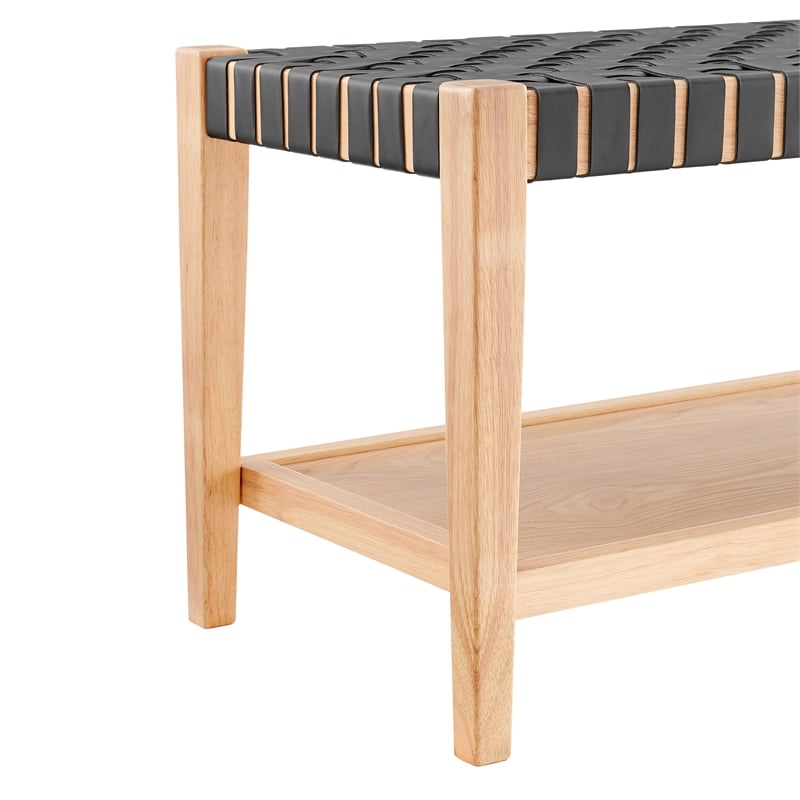 NPD Furniture Marco Faux Leather Bench in Black