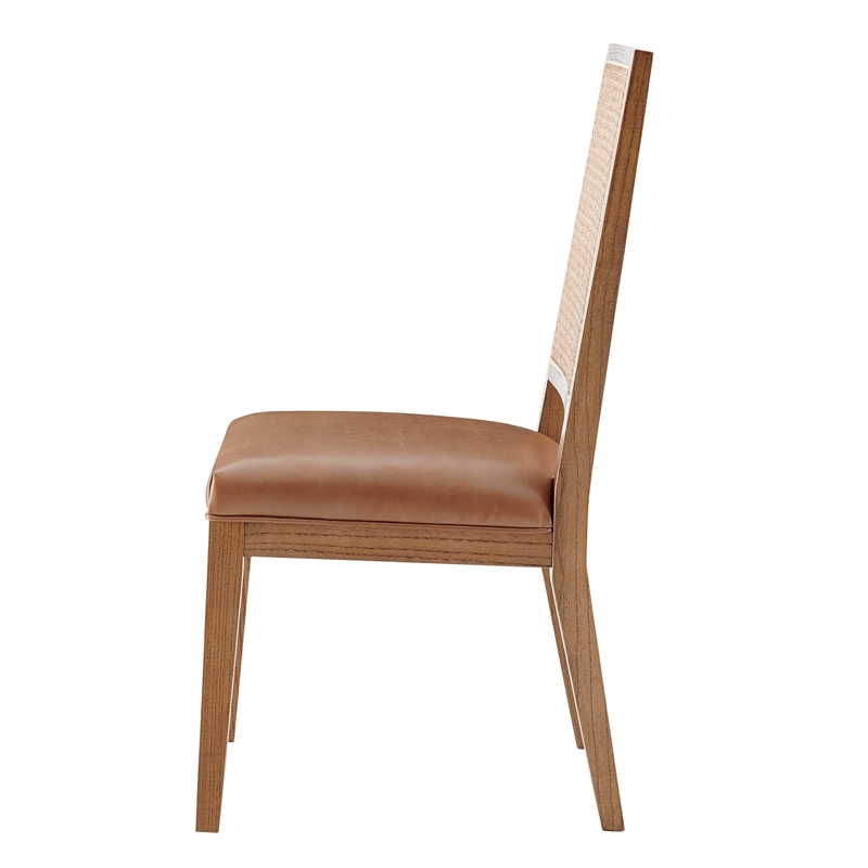 NPD Furniture Dover Faux Leather Dining Side Chair in Brown (Set of 2)