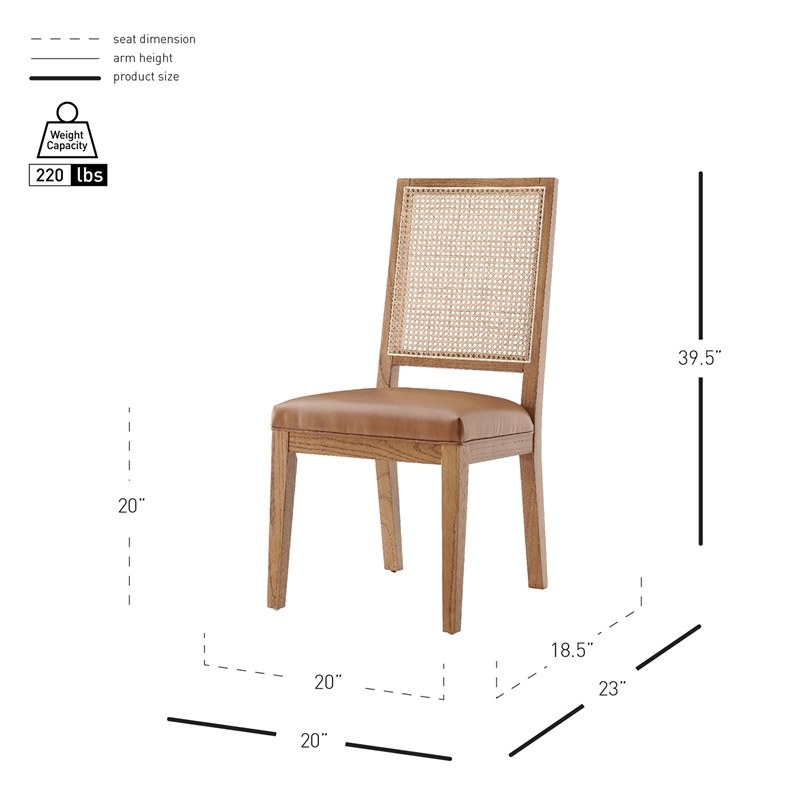 NPD Furniture Dover Faux Leather Dining Side Chair in Brown (Set of 2)
