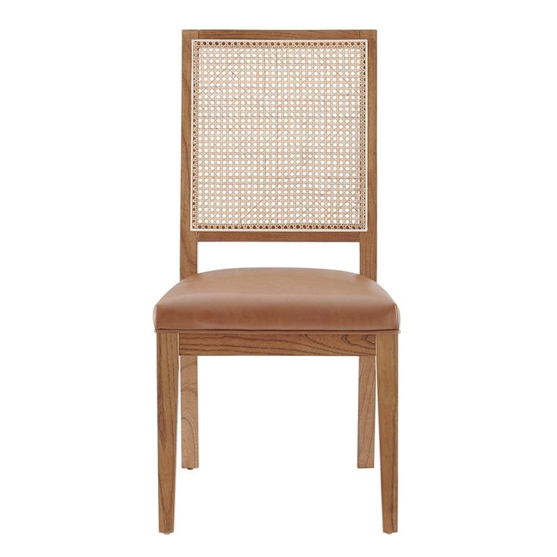 NPD Furniture Dover Faux Leather Dining Side Chair in Brown (Set of 2)