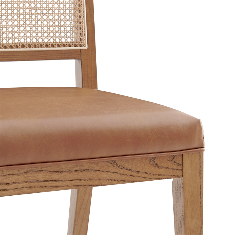 NPD Furniture Dover Faux Leather Dining Side Chair in Brown (Set of 2)