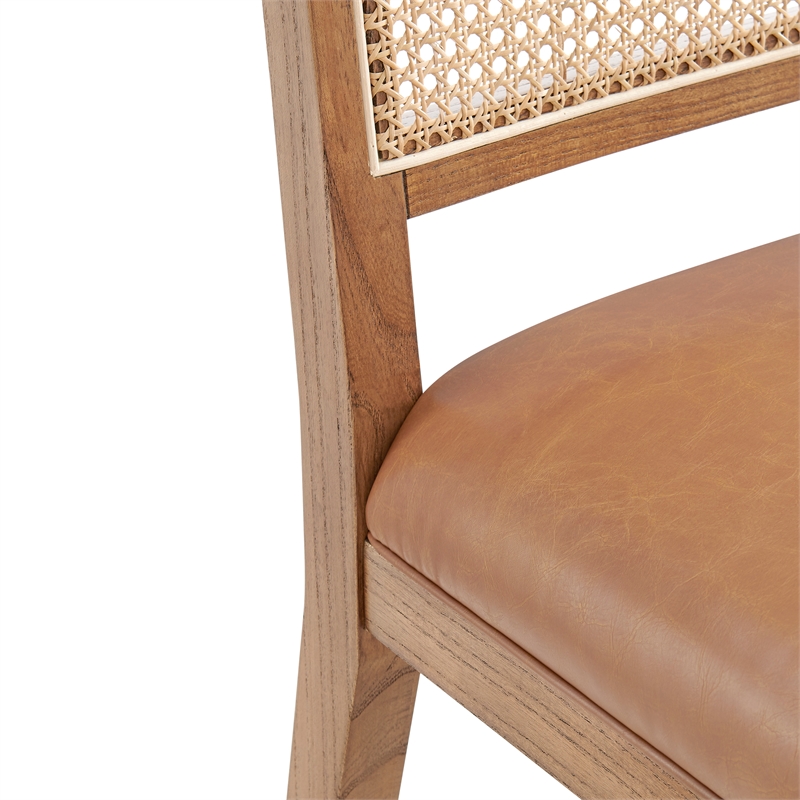 NPD Furniture Dover Faux Leather Dining Side Chair in Brown (Set of 2)