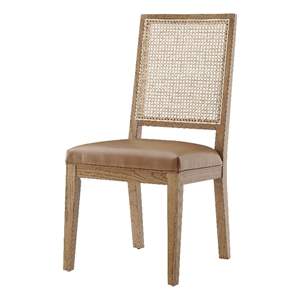 NPD Furniture Dover Faux Leather Dining Side Chair in Brown (Set of 2)